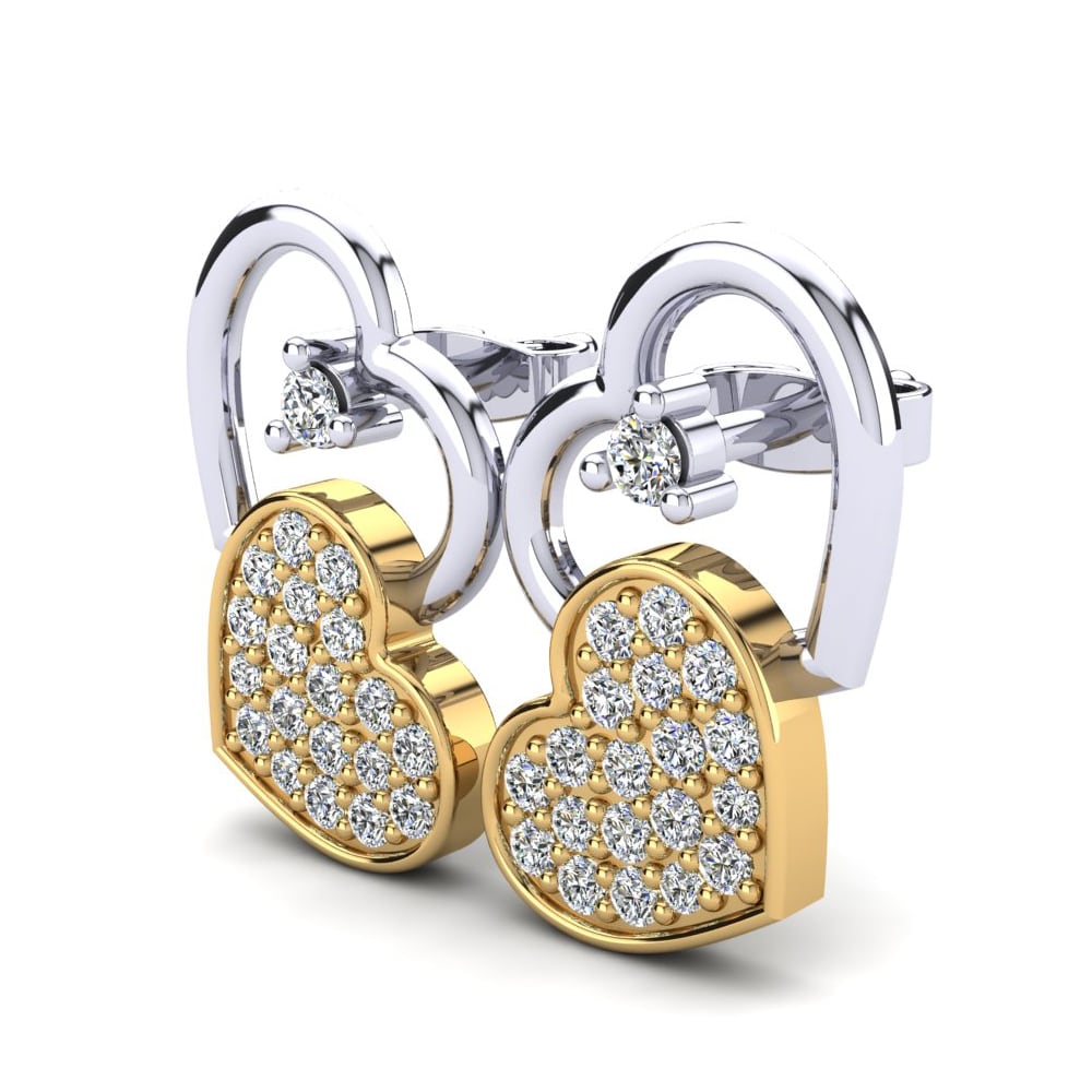 14ct White & Yellow Gold Women's Earring Bolour