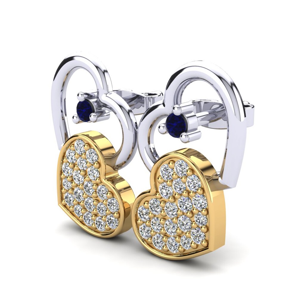 14k Oro Blanco & Amarillo Zafiro Pendiente de mujer Bolour