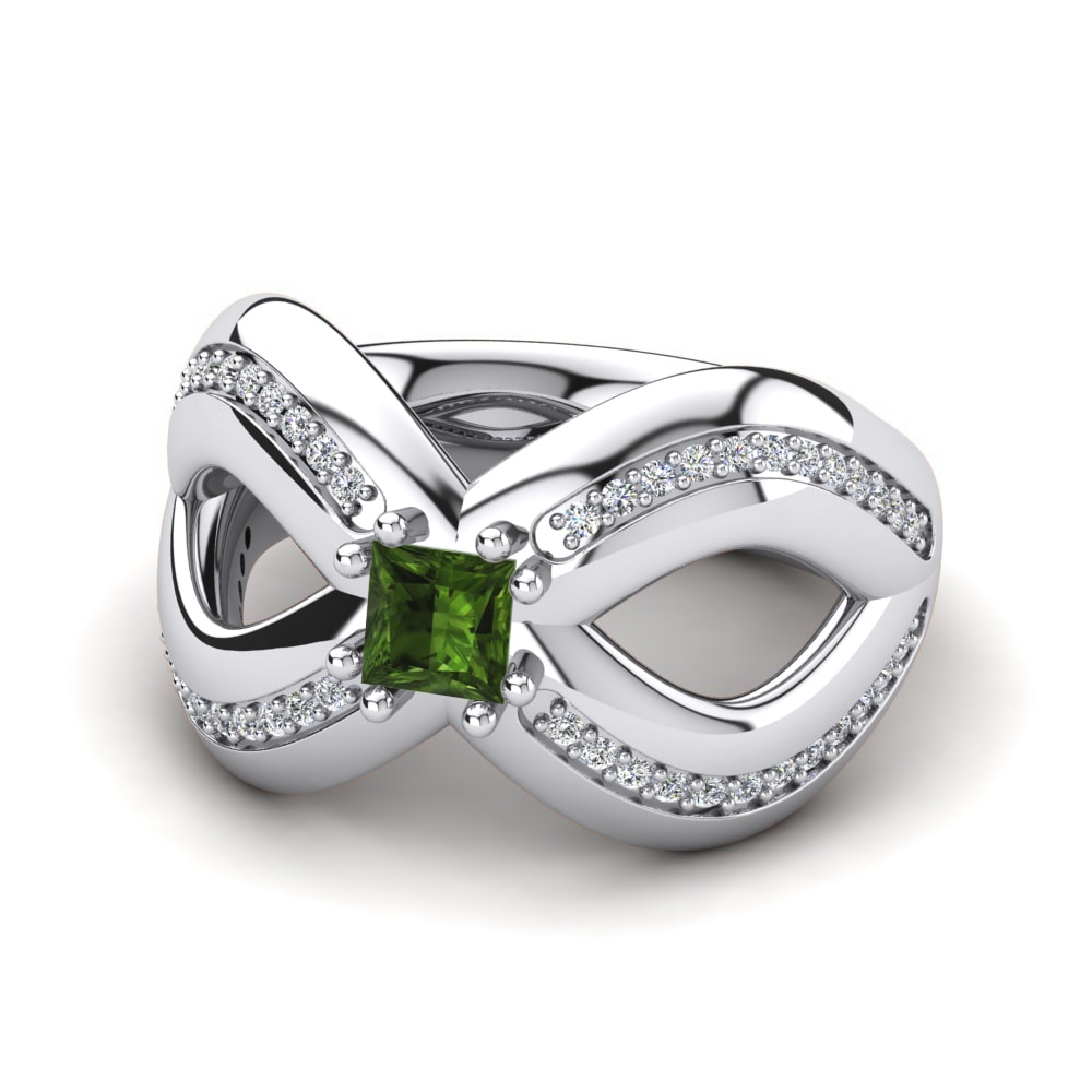 950 Platinum Green Tourmaline Ring Cattleye