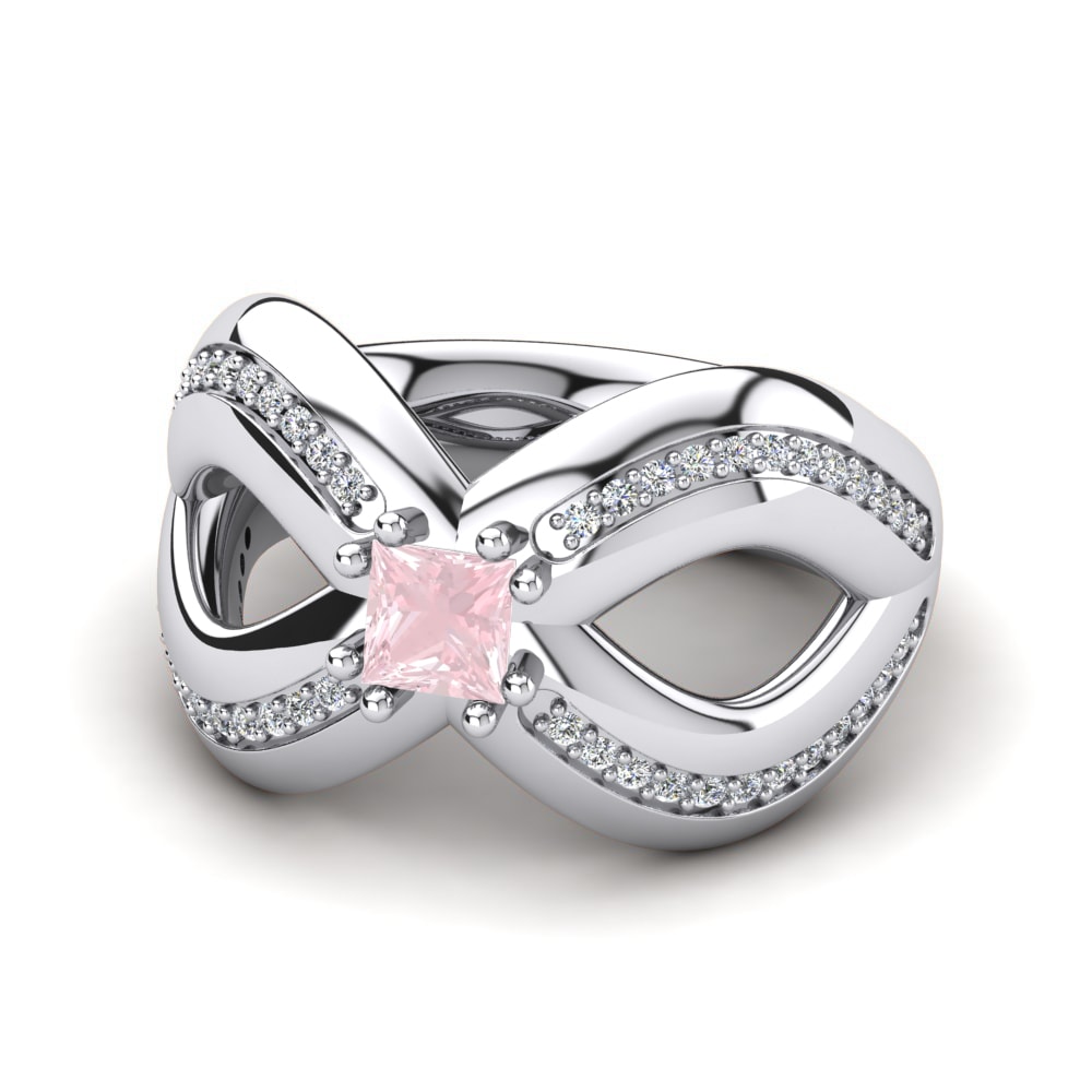 Or Blanc 9k Quartz Rose Bague Cattleye