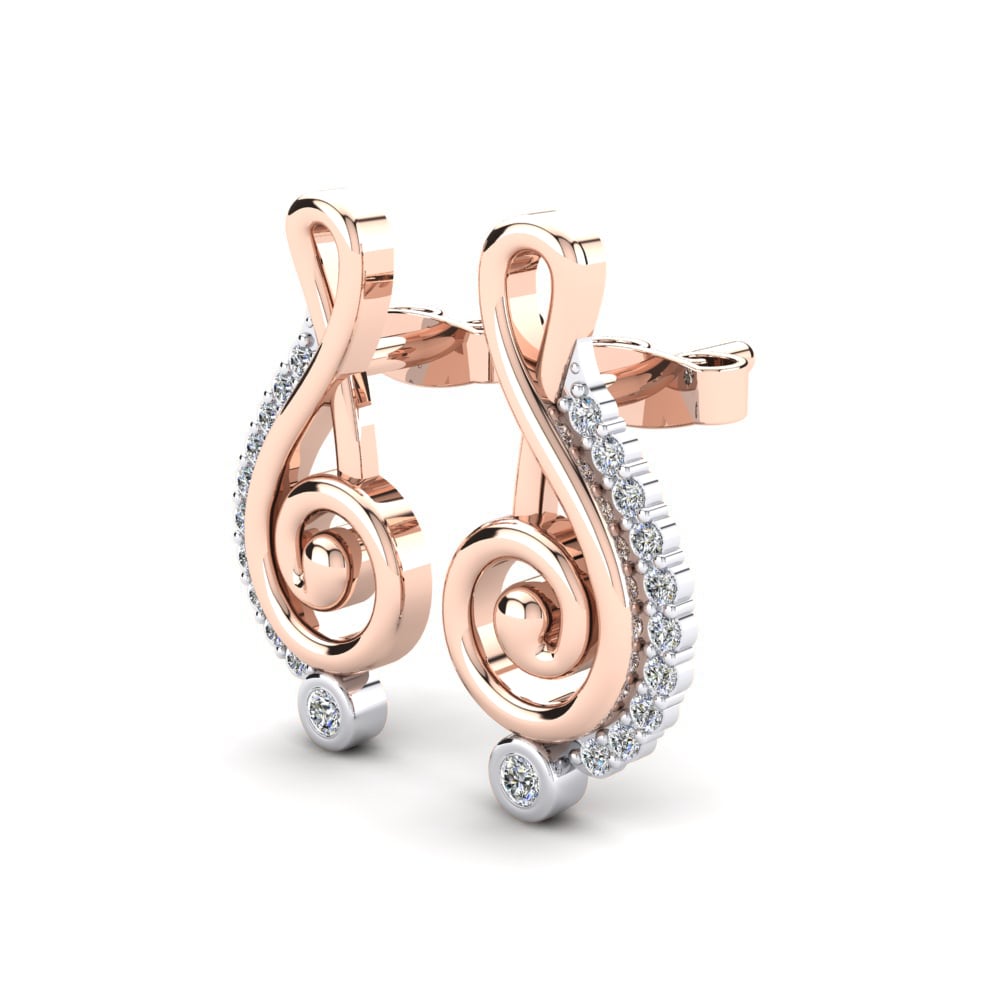 14k Oro Rosa & Blanco Pendiente de mujer Chalipa