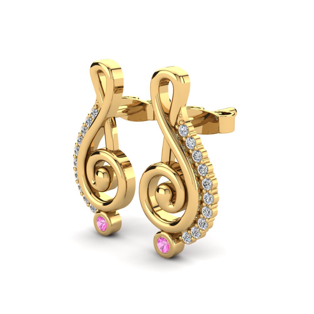 9k Oro Amarillo Turmalina rosa Pendiente de mujer Chalipa