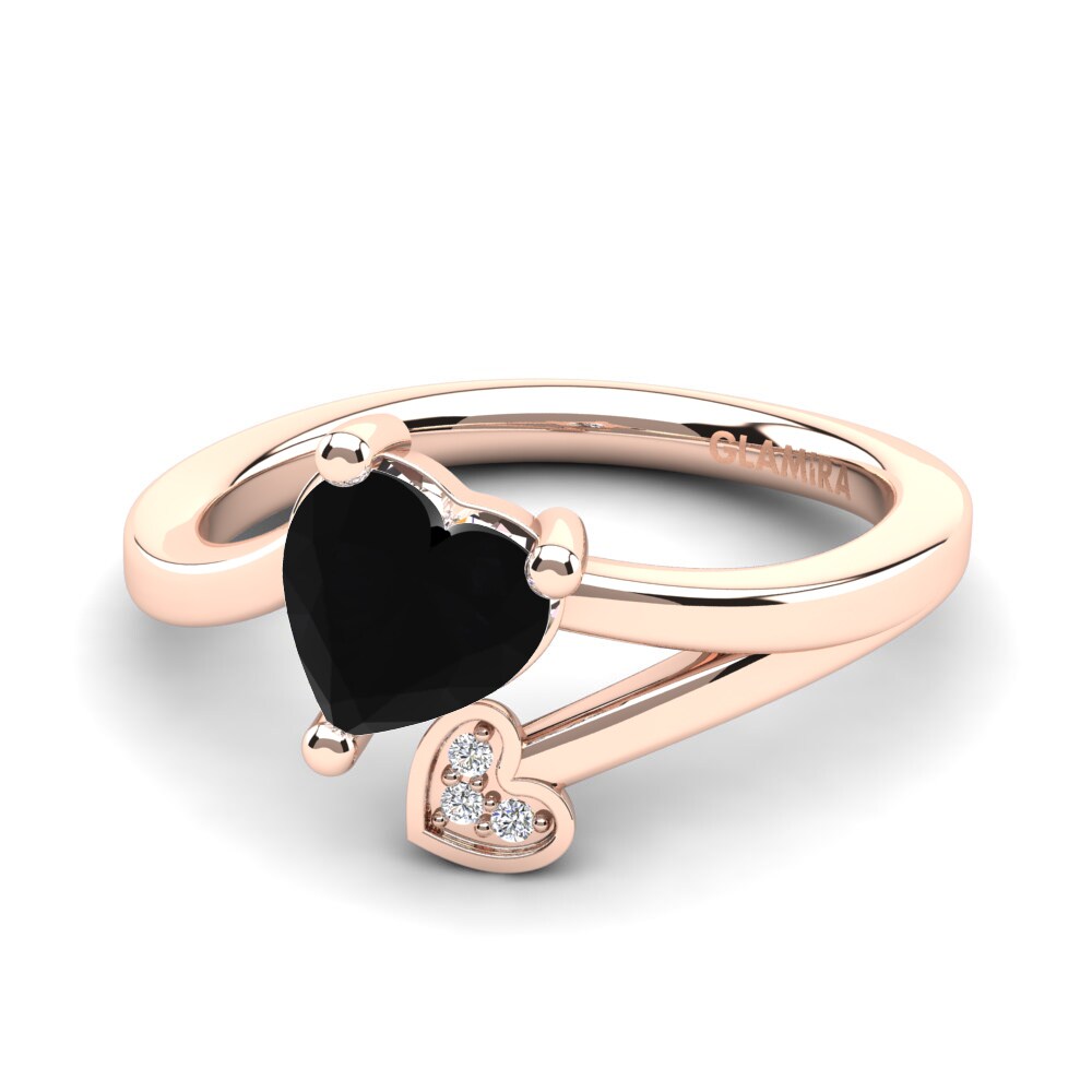 14ct Rose Gold Black Onyx Ring Clematis