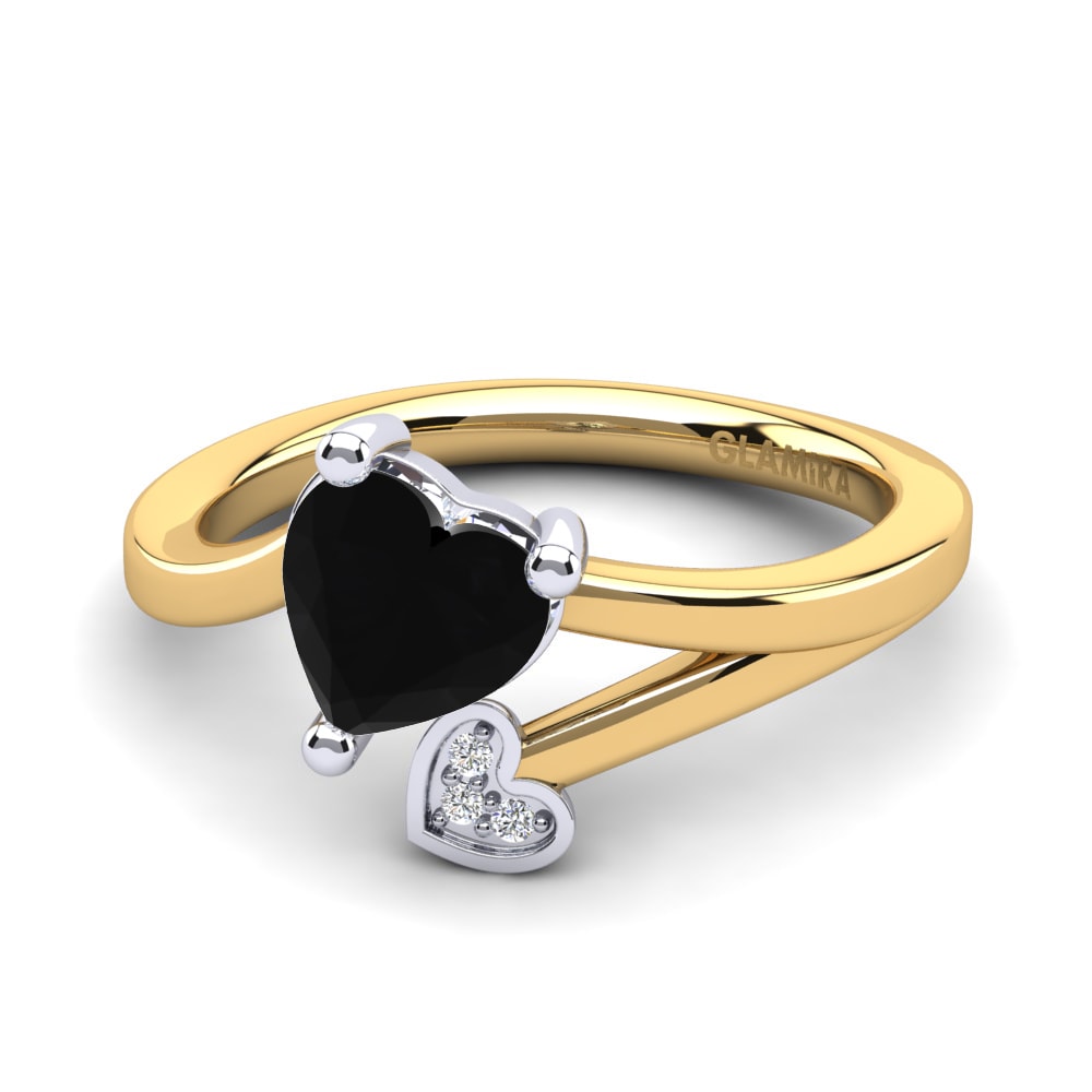 18ct Yellow & White Gold Black Diamond Ring Clematis