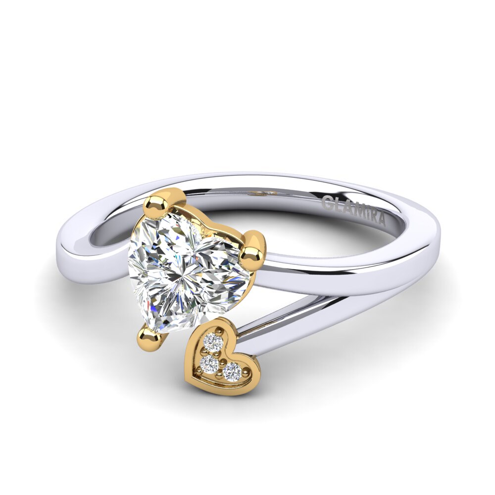 14ct White & Yellow Gold White sapphire Ring Clematis