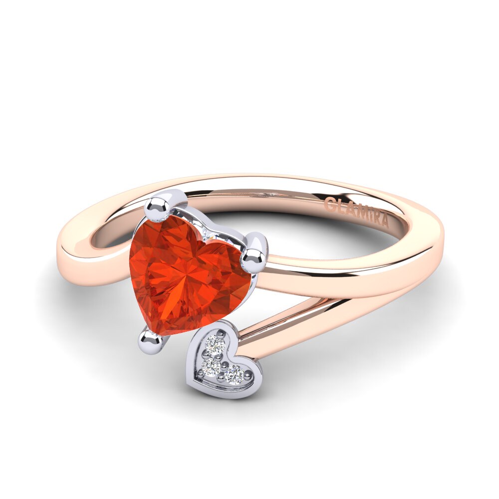 14ct Rose & White Gold Fire Opal Ring Clematis