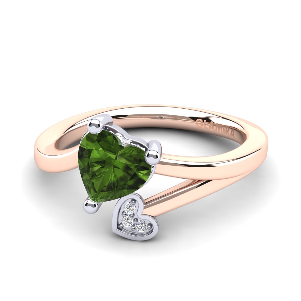 14ct Rose & White Gold Green Tourmaline Ring Clematis