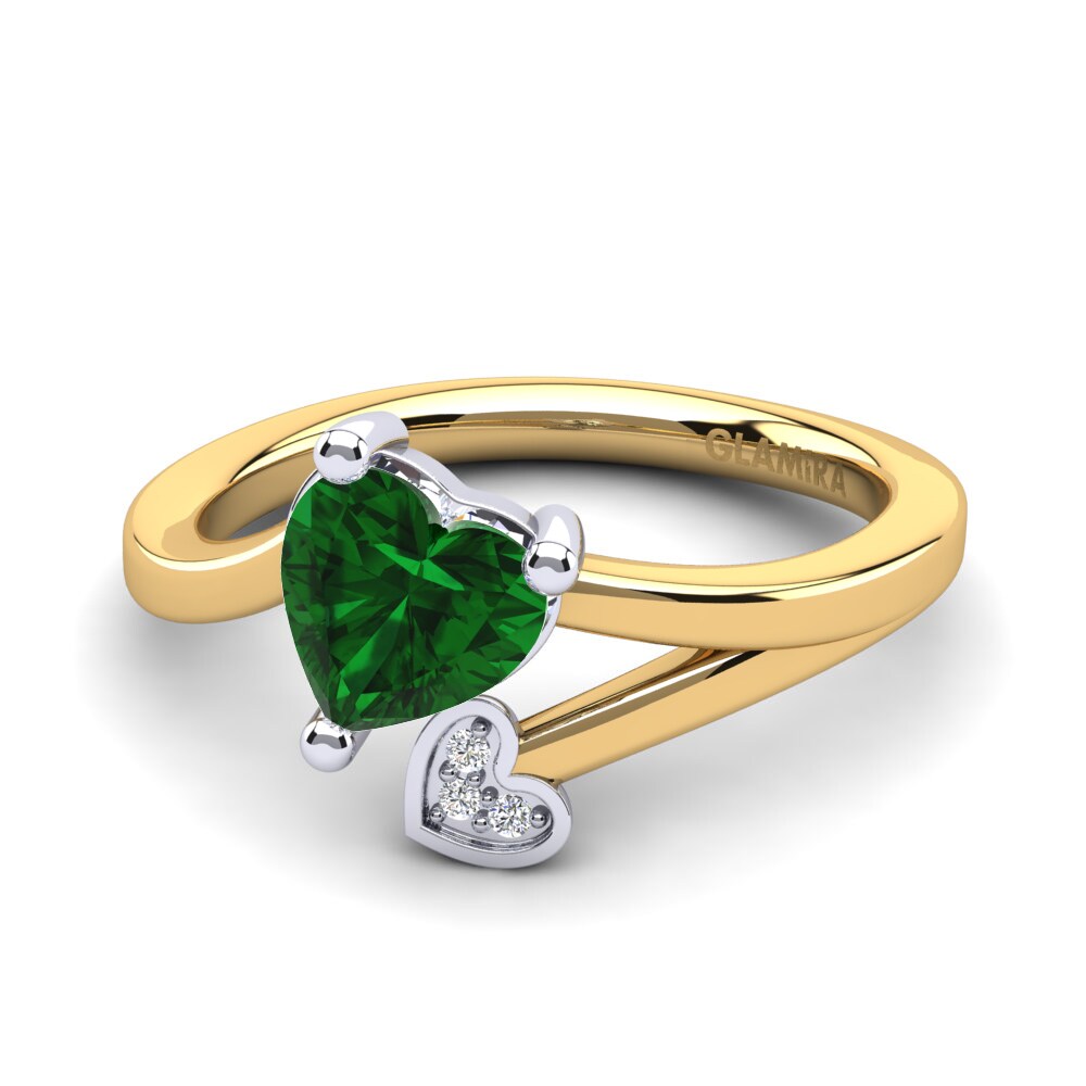 18ct Yellow & White Gold Emerald (Lab Created) Ring Clematis