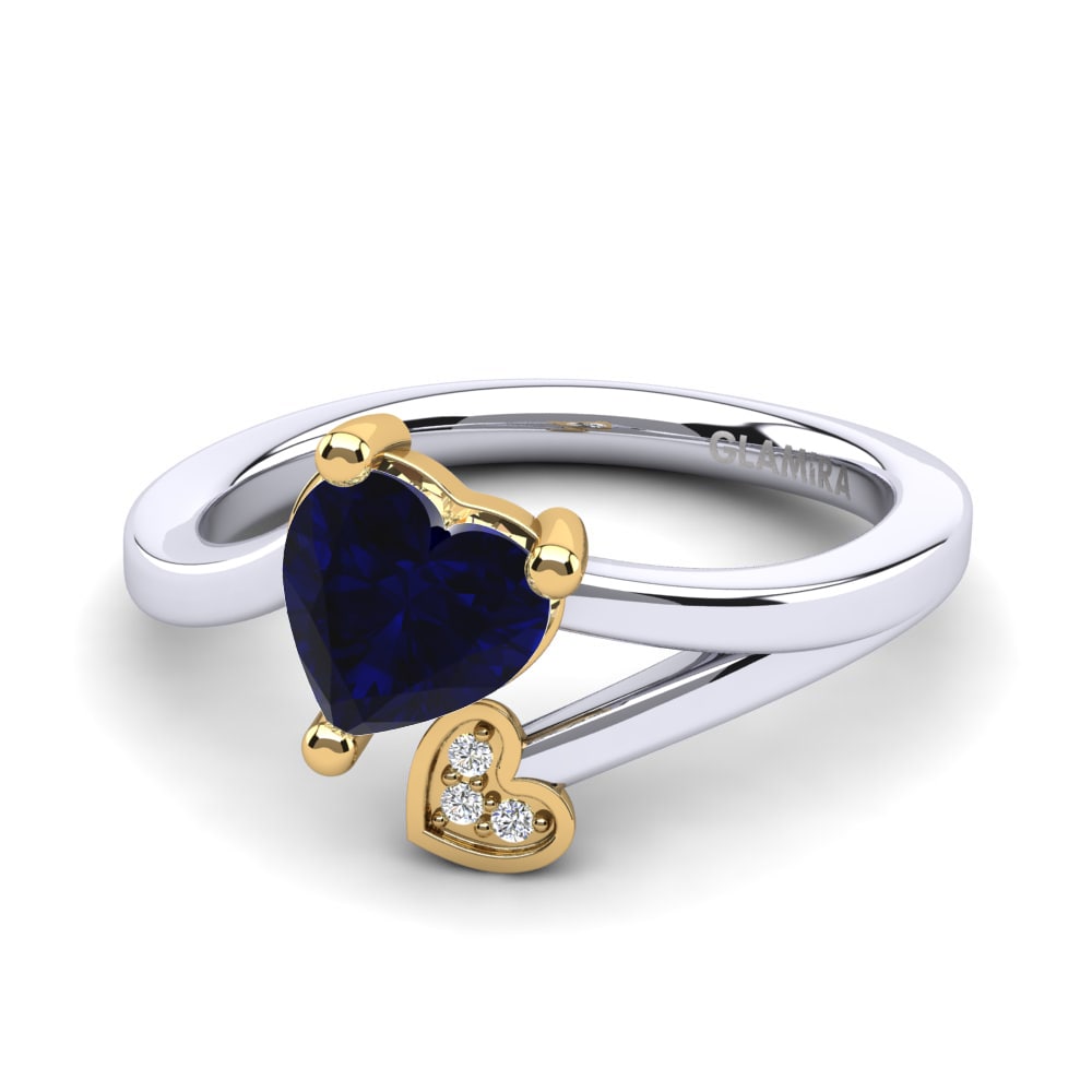 18ct White & Yellow Gold Sapphire (Lab Created) Ring Clematis