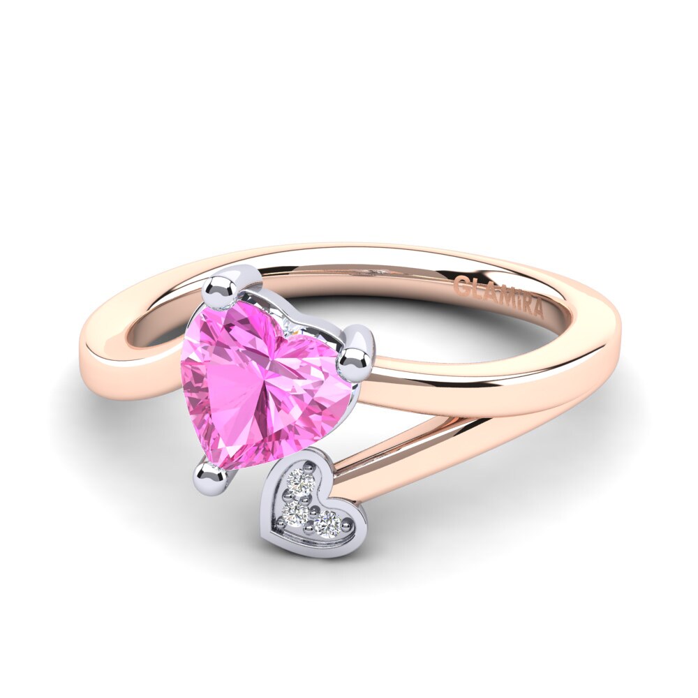 9ct Rose & White Gold Pink Tourmaline Ring Clematis