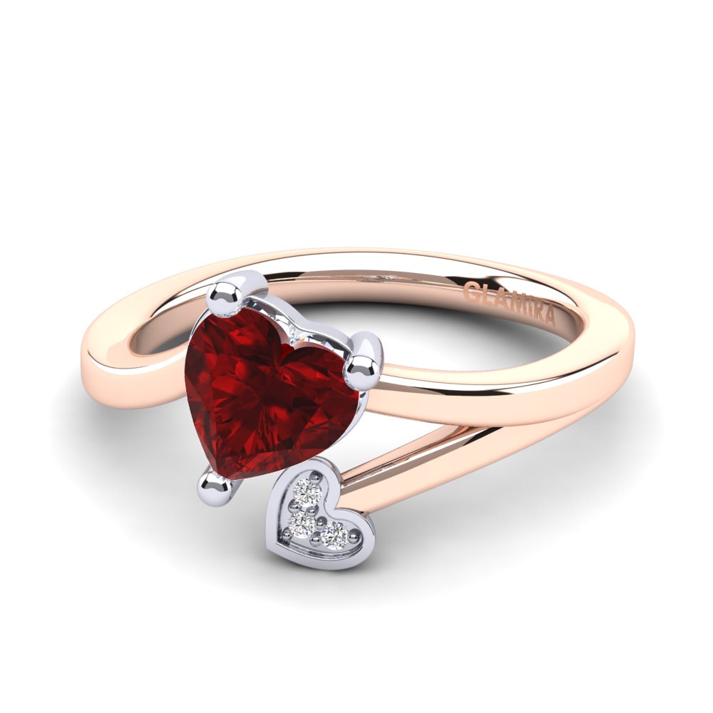 9ct Rose & White Gold Red Zirconia Ring Clematis