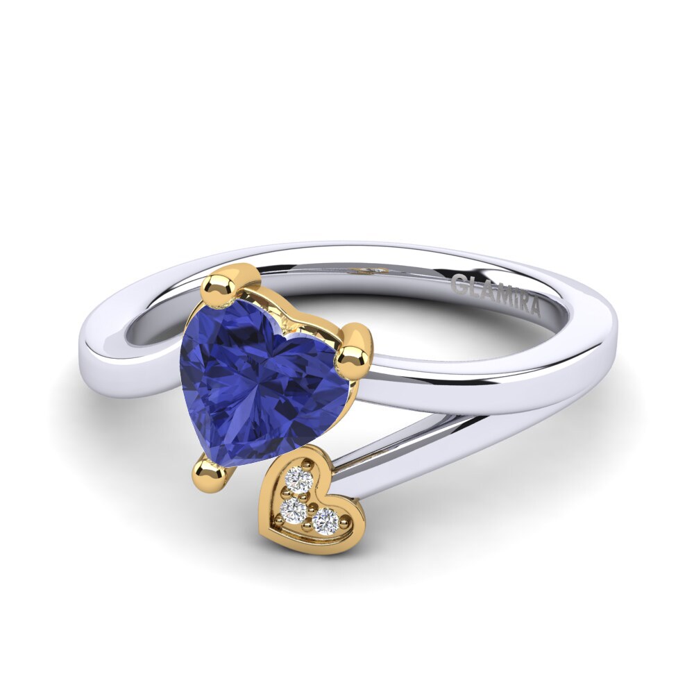 9ct White & Yellow Gold Tanzanite Ring Clematis