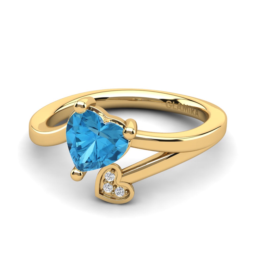 14ct Yellow Gold Blue Topaz Ring Clematis