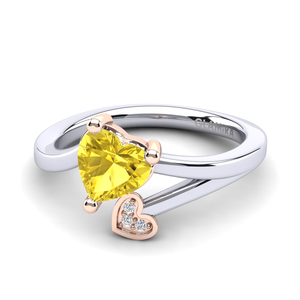 14ct White & Rose Gold Yellow Sapphire Ring Clematis