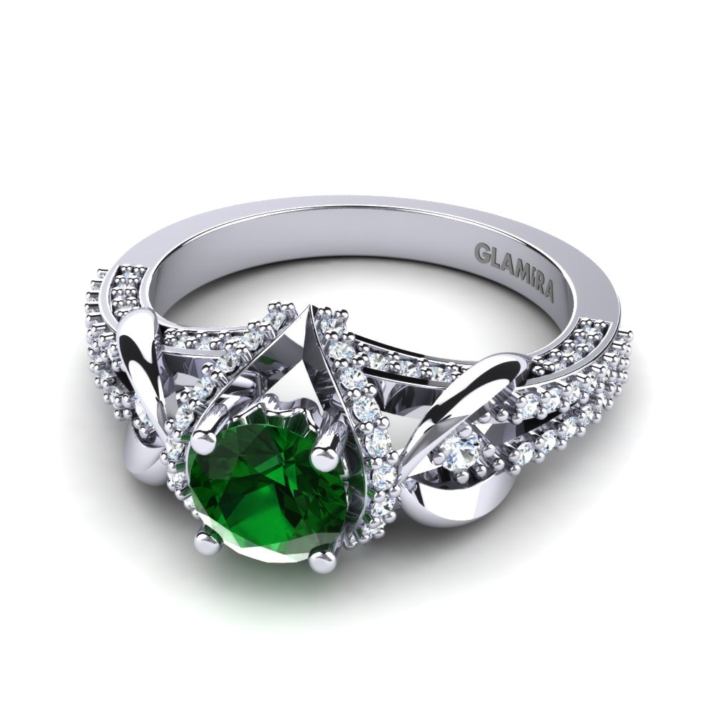 Emerald (Lab Created) Bridal Set Crinkly Ring A