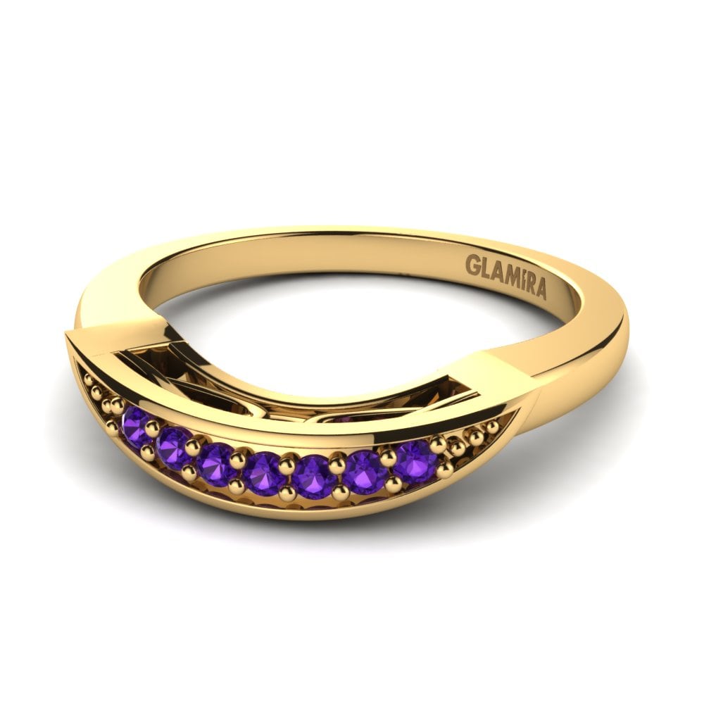 14ct Yellow Gold Amethyst Bridal Set Courteous Ring B