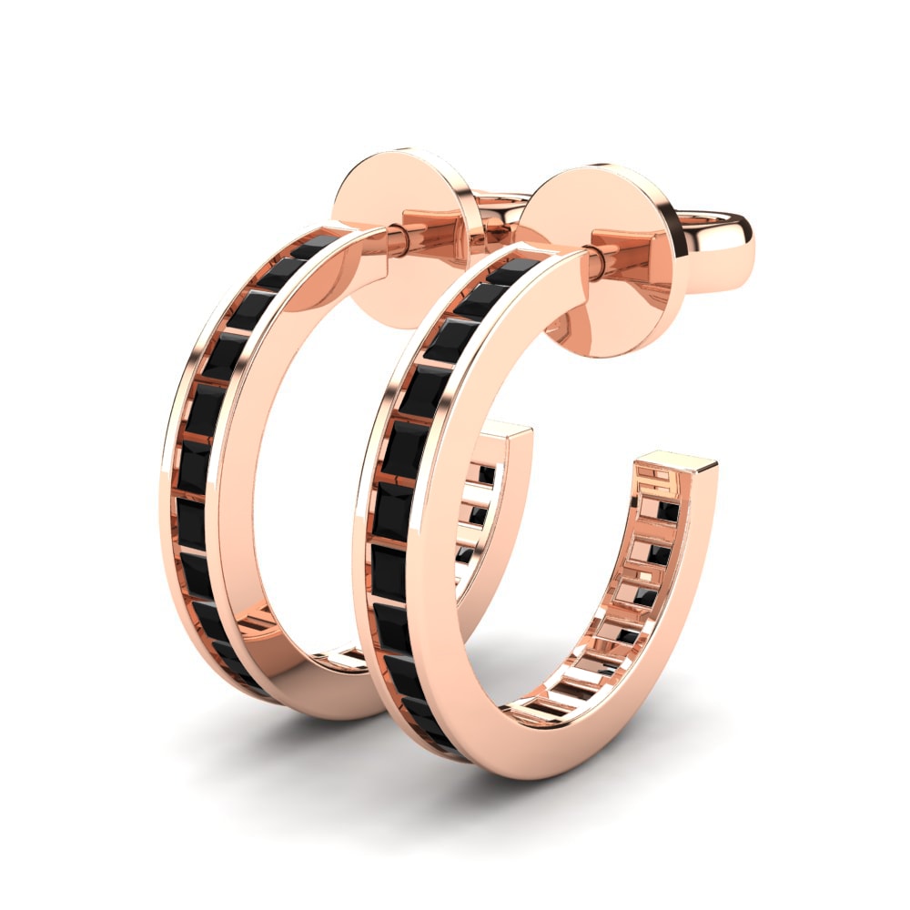 14ct Rose Gold Black Sapphire Women's Earring Adalish