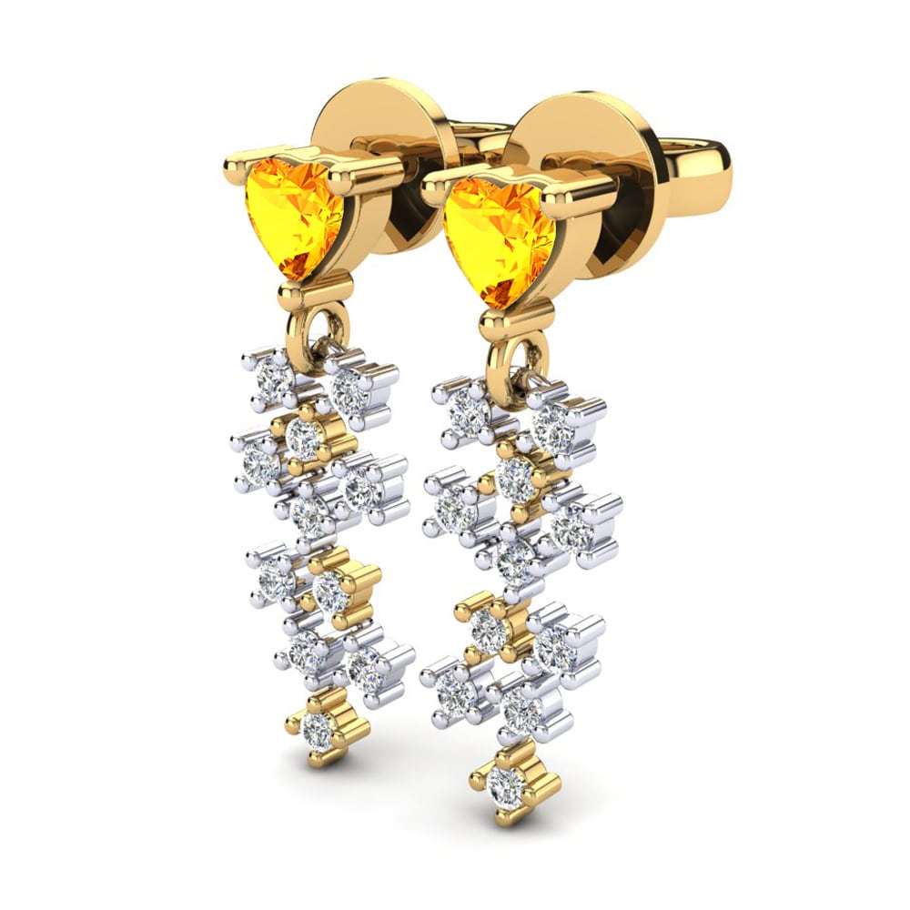 14ct Yellow & White Gold Citrine Women's Earring Addolorata