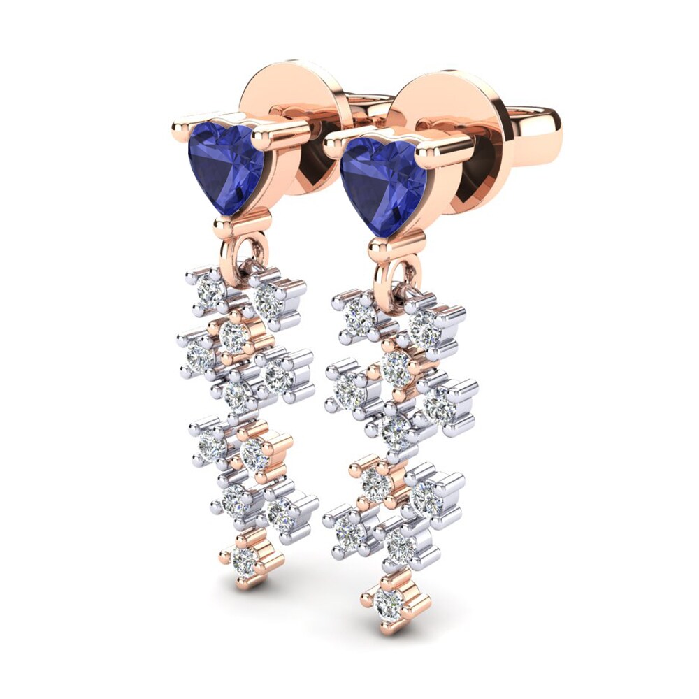14k Oro Rosa & Blanco Tanzanita Pendiente de mujer Addolorata