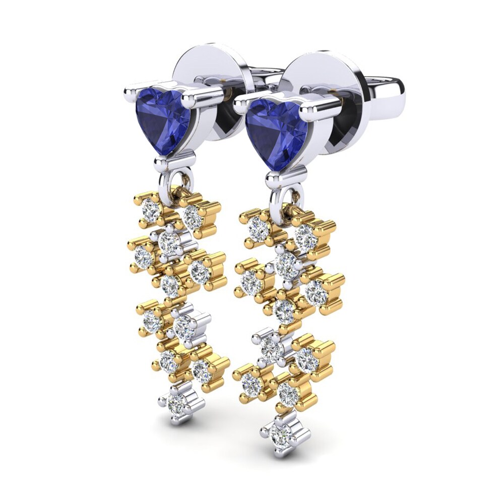 9k Oro Blanco & Amarillo Tanzanita Pendiente de mujer Addolorata