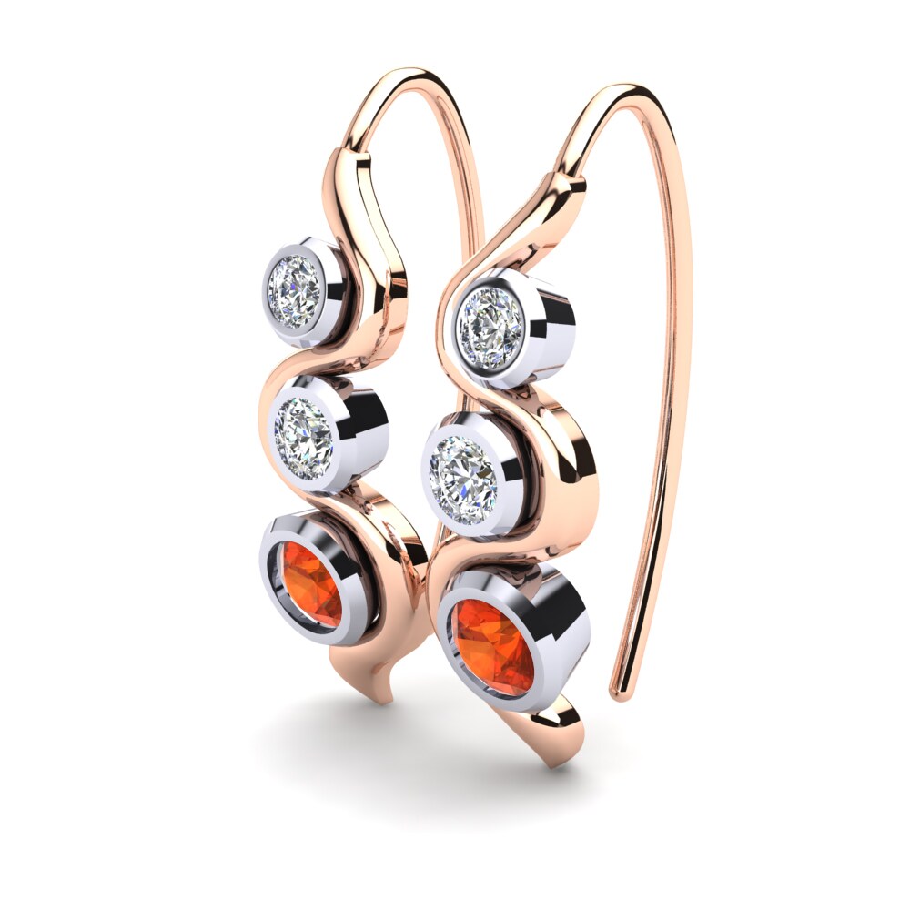 14ct Rose & White Gold Fire Opal Women's Earring Alair