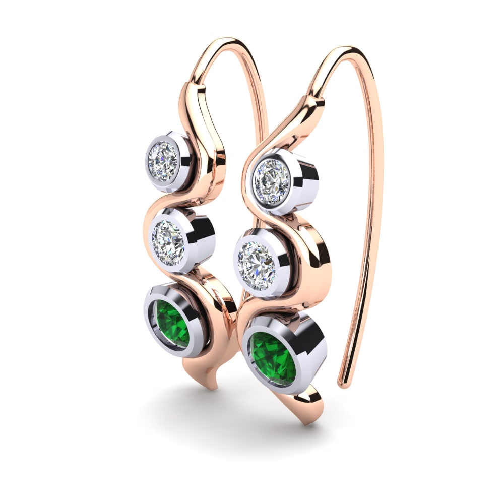 14k Oro Rosa & Blanco Esmeralda (creada en laboratorio) Pendiente de mujer Alair