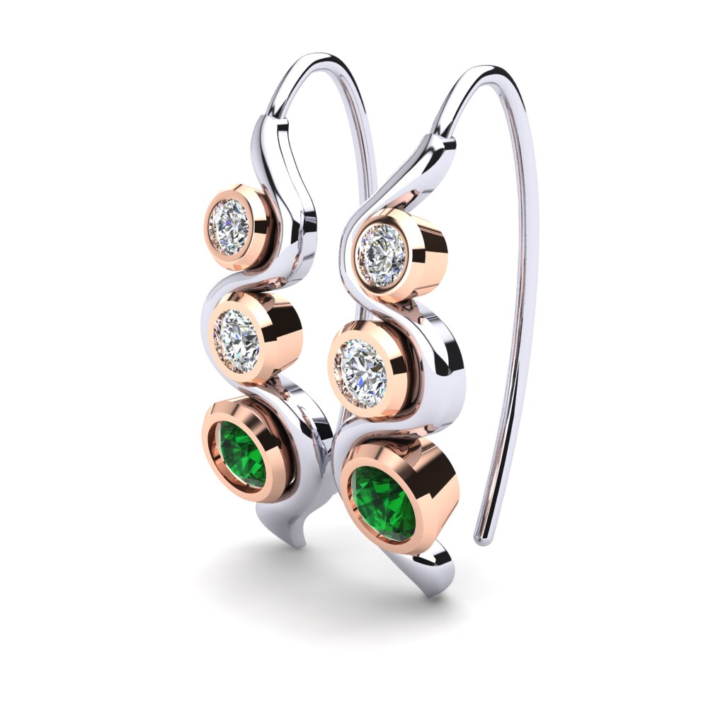 14ct White & Rose Gold Emerald (Lab Created) Women's Earring Alair