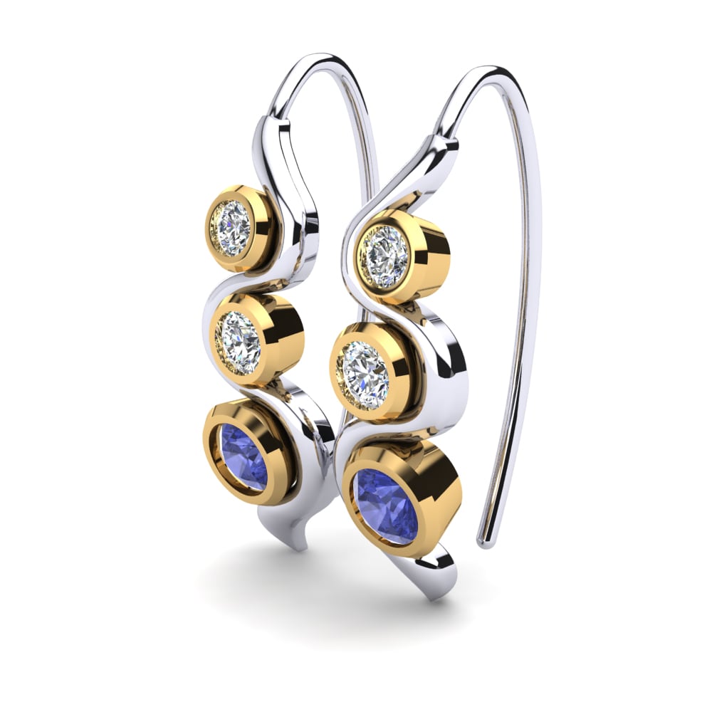 9k Oro Blanco & Amarillo Tanzanita Pendiente de mujer Alair