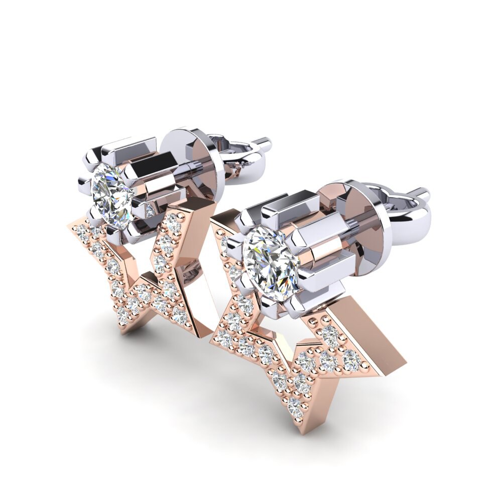 14ct Rose / White Gold Women's Earring Amedee