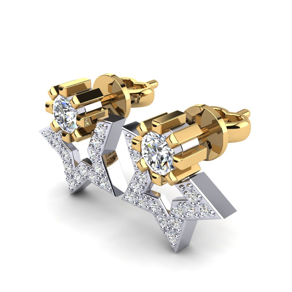 14k Oro Blanco & Amarillo Pendiente de mujer Amedee