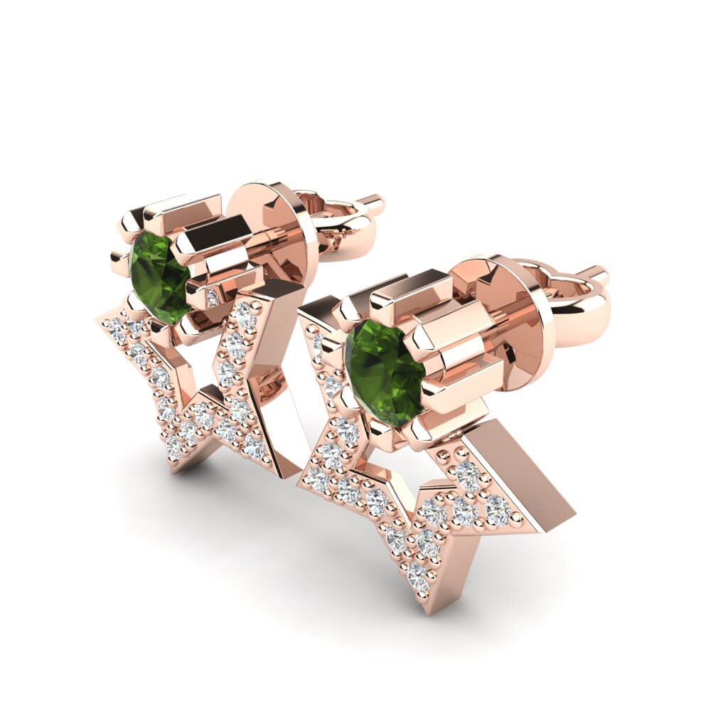 18ct Rose Gold Green Tourmaline Women's Earring Amedee