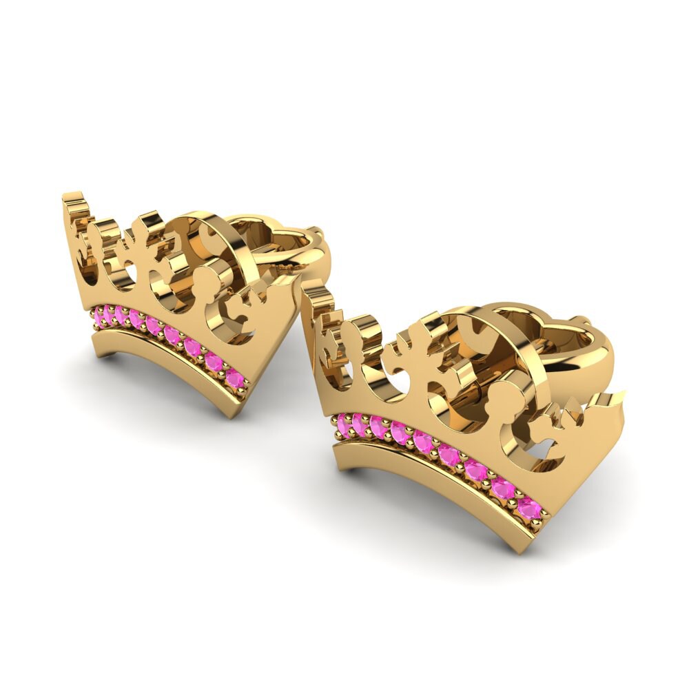18k Oro Amarillo Turmalina rosa Pendiente de mujer Arta