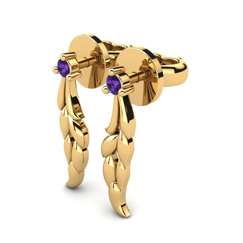 18k Oro Amarillo Amatista Pendiente de mujer Bahity
