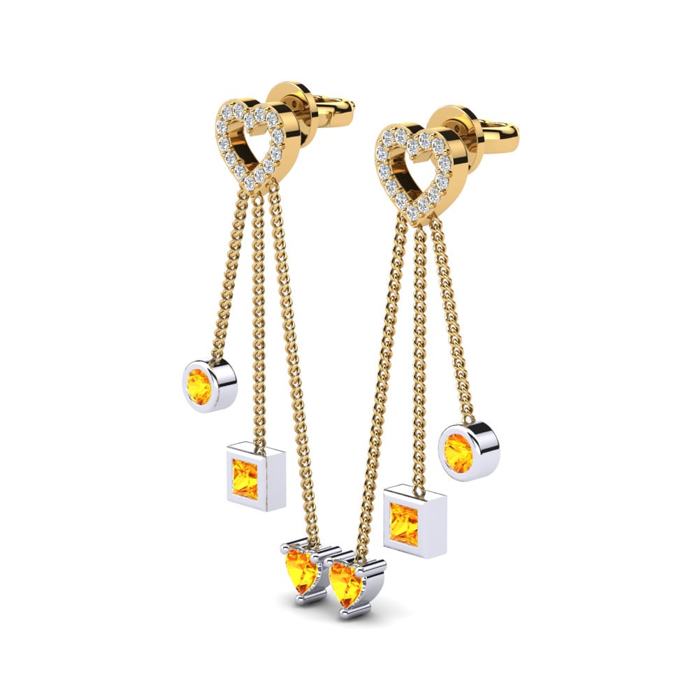 14ct Yellow & White Gold Citrine Women's Earring Brunilde
