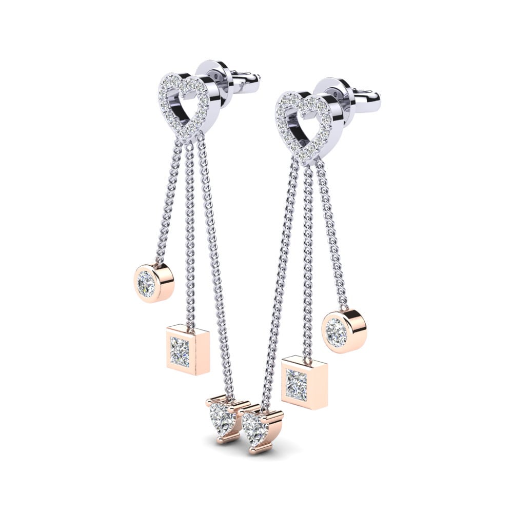Vàng Trắng-Đỏ 14K Kết Hợp Bông tai nữ Brunilde