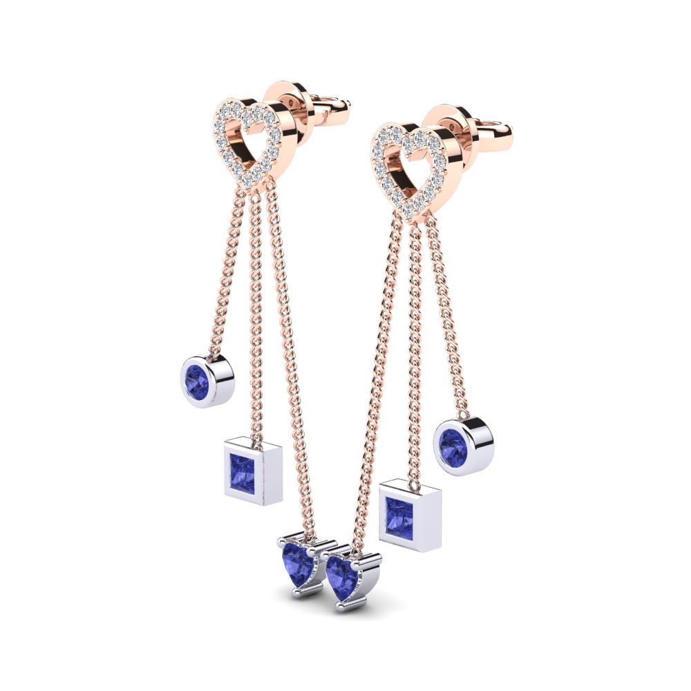 14k Oro Rosa & Blanco Tanzanita Pendiente de mujer Brunilde