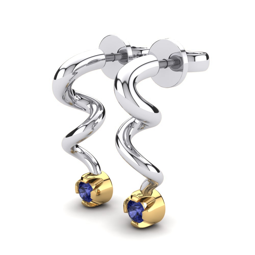 18k Oro Blanco & Amarillo Tanzanita Pendiente de mujer Chauntel