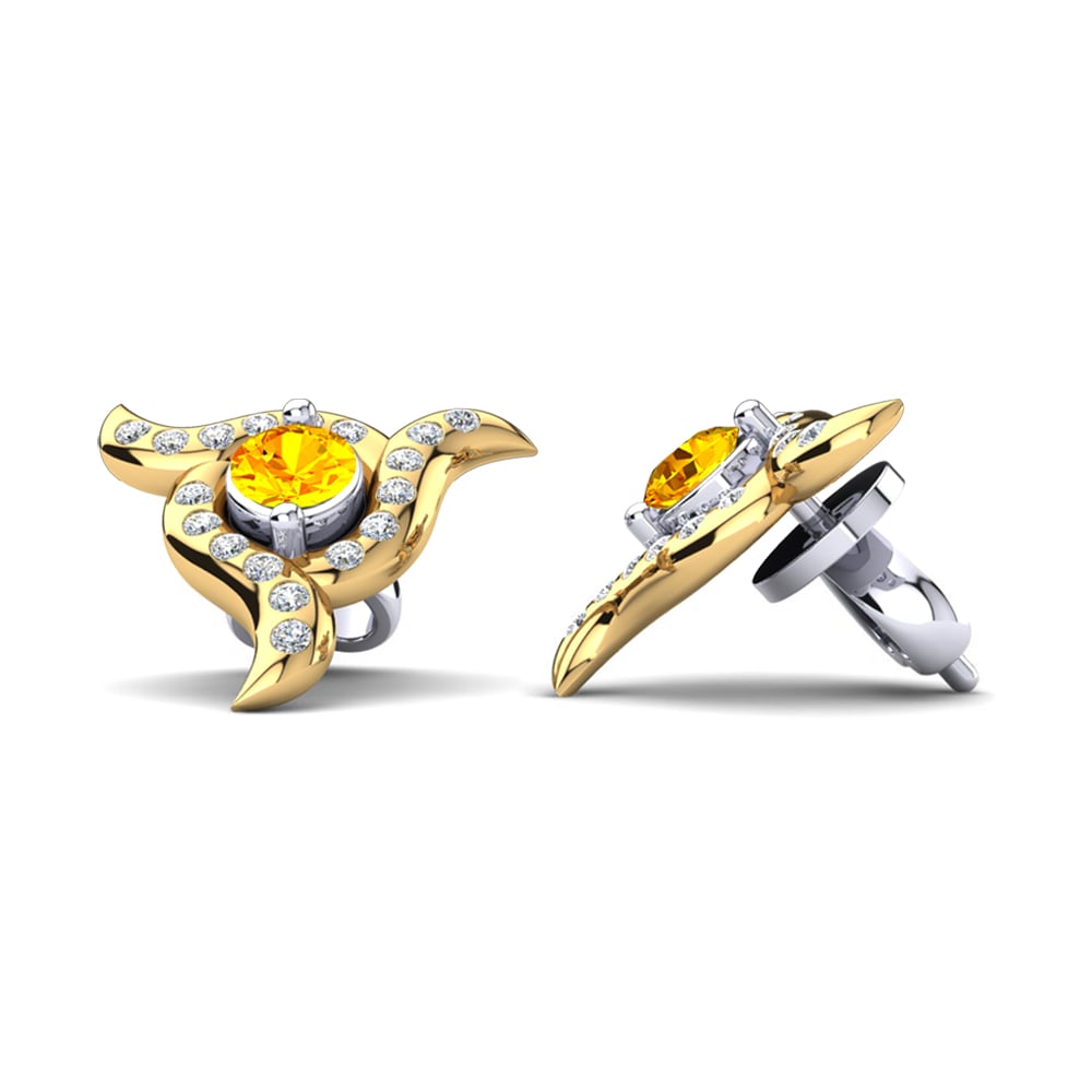 14ct Yellow & White Gold Citrine Women's Earring Clementina