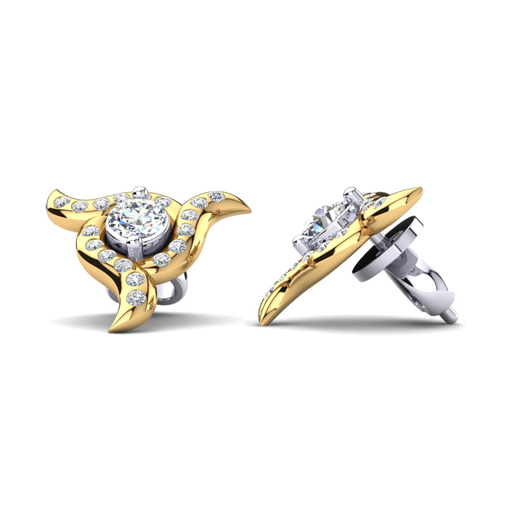 14k Oro Amarillo & Blanco Pendiente de mujer Clementina