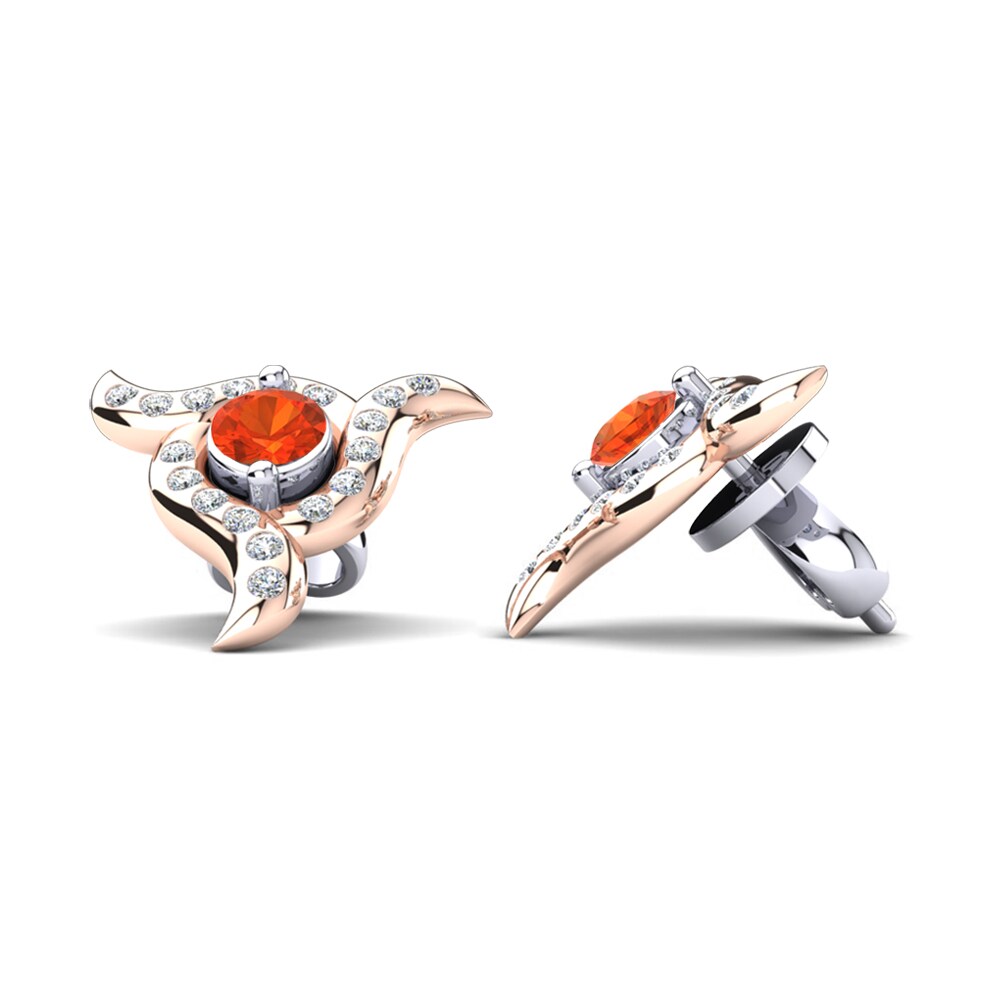 14ct Rose & White Gold Fire Opal Women's Earring Clementina
