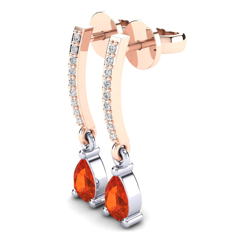 14ct Rose & White Gold Fire Opal Women's Earring Denise