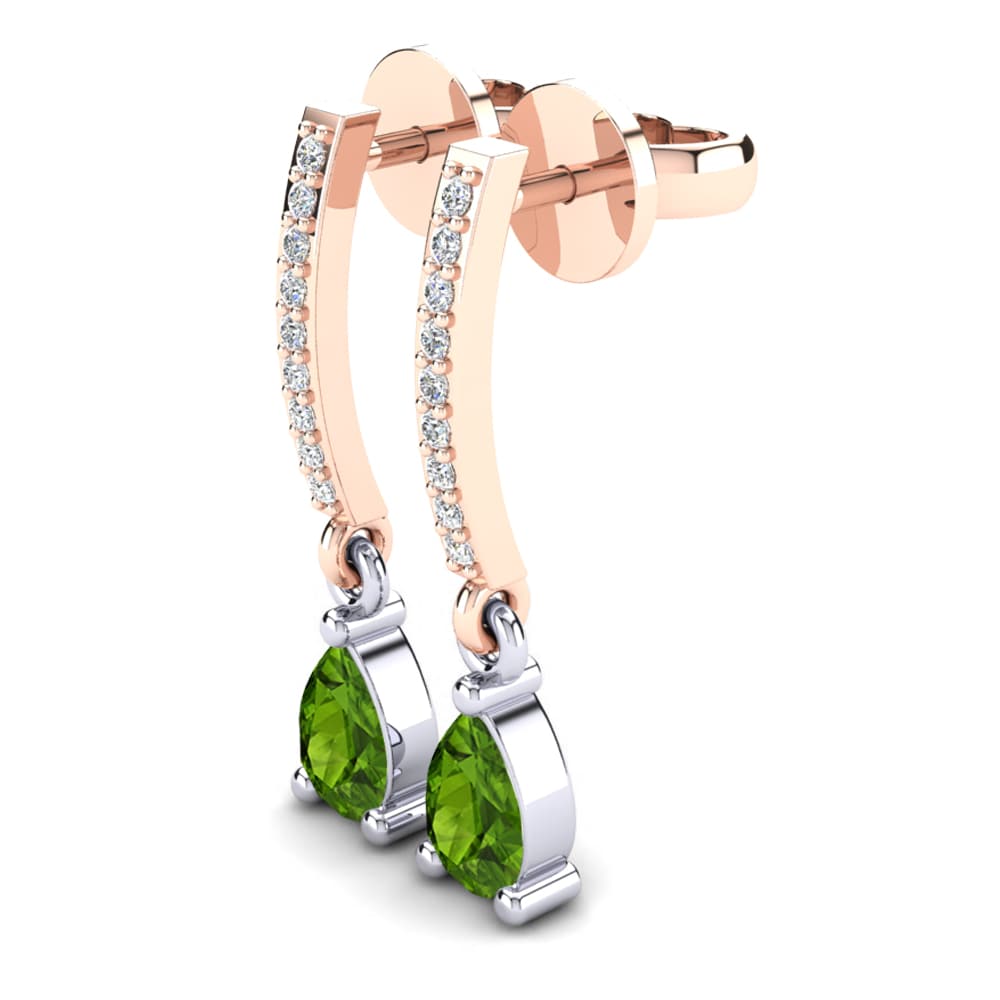 14k Oro Rosa & Blanco Peridoto Pendiente de mujer Denise
