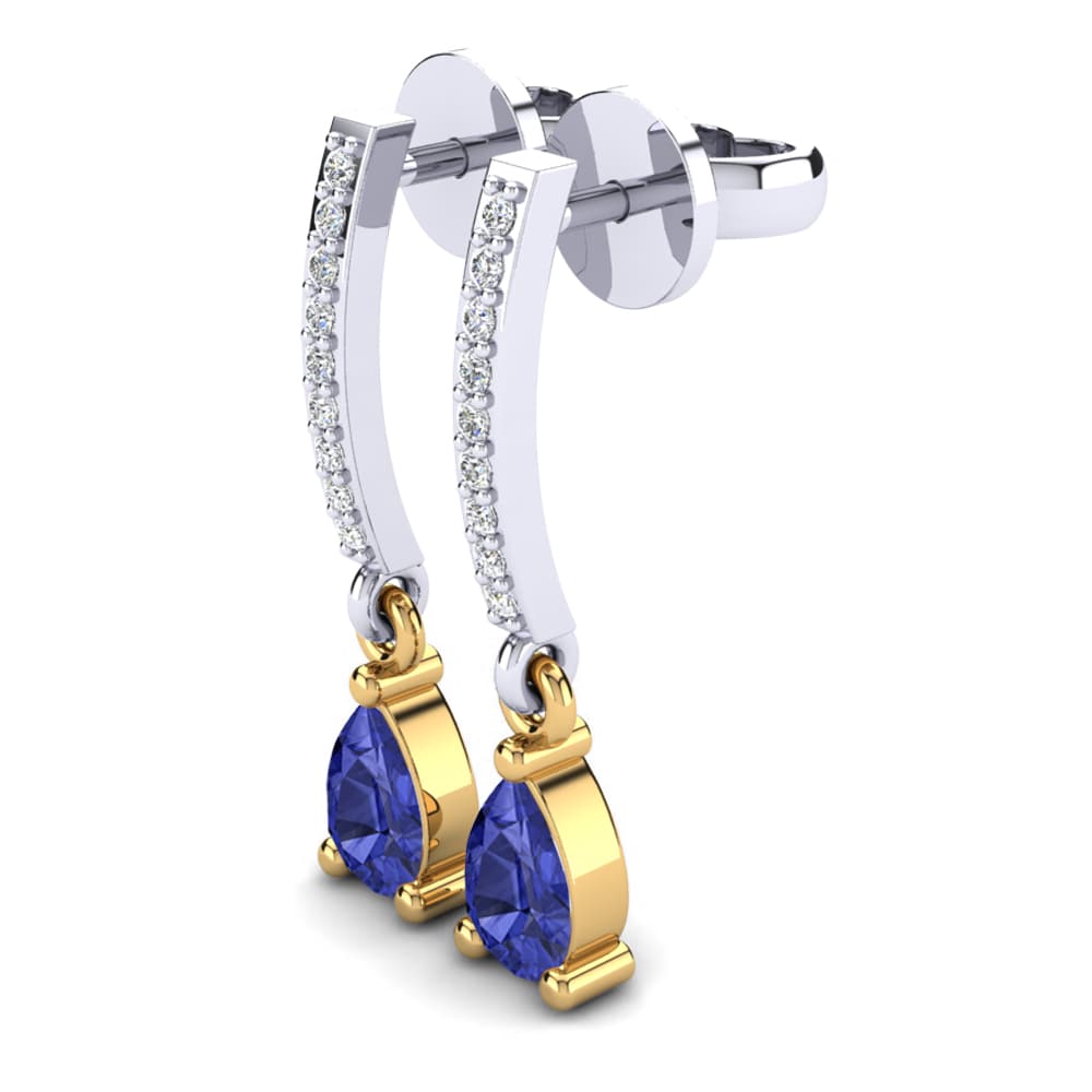 9k Oro Blanco & Amarillo Tanzanita Pendiente de mujer Denise