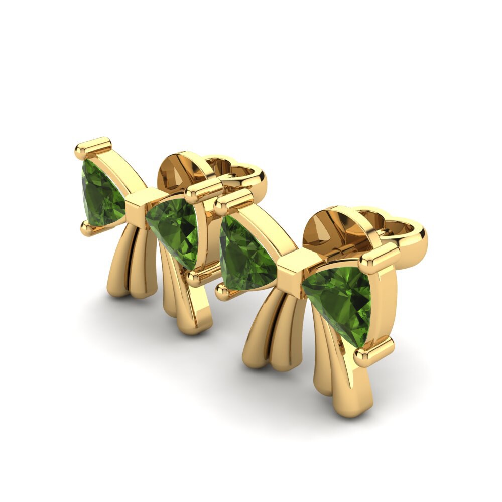 18k Oro Amarillo Turmalina verde Pendiente de mujer Ermenegilda