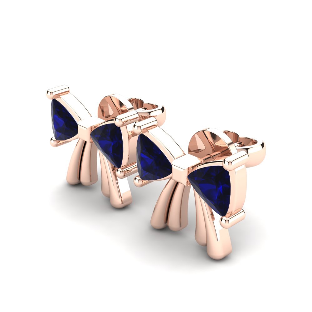 Trillion Dark Blue Zirconia Women's Earring Ermenegilda