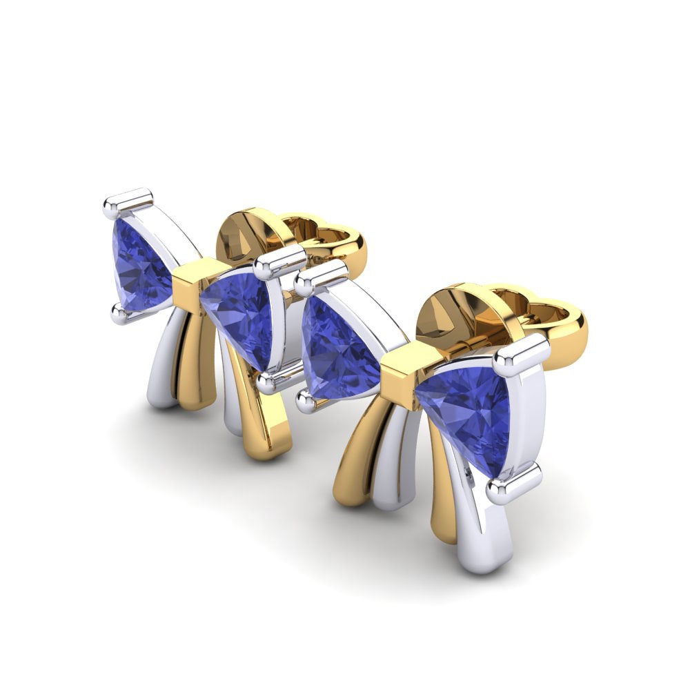 18k Oro Blanco & Amarillo Tanzanita Pendiente de mujer Ermenegilda