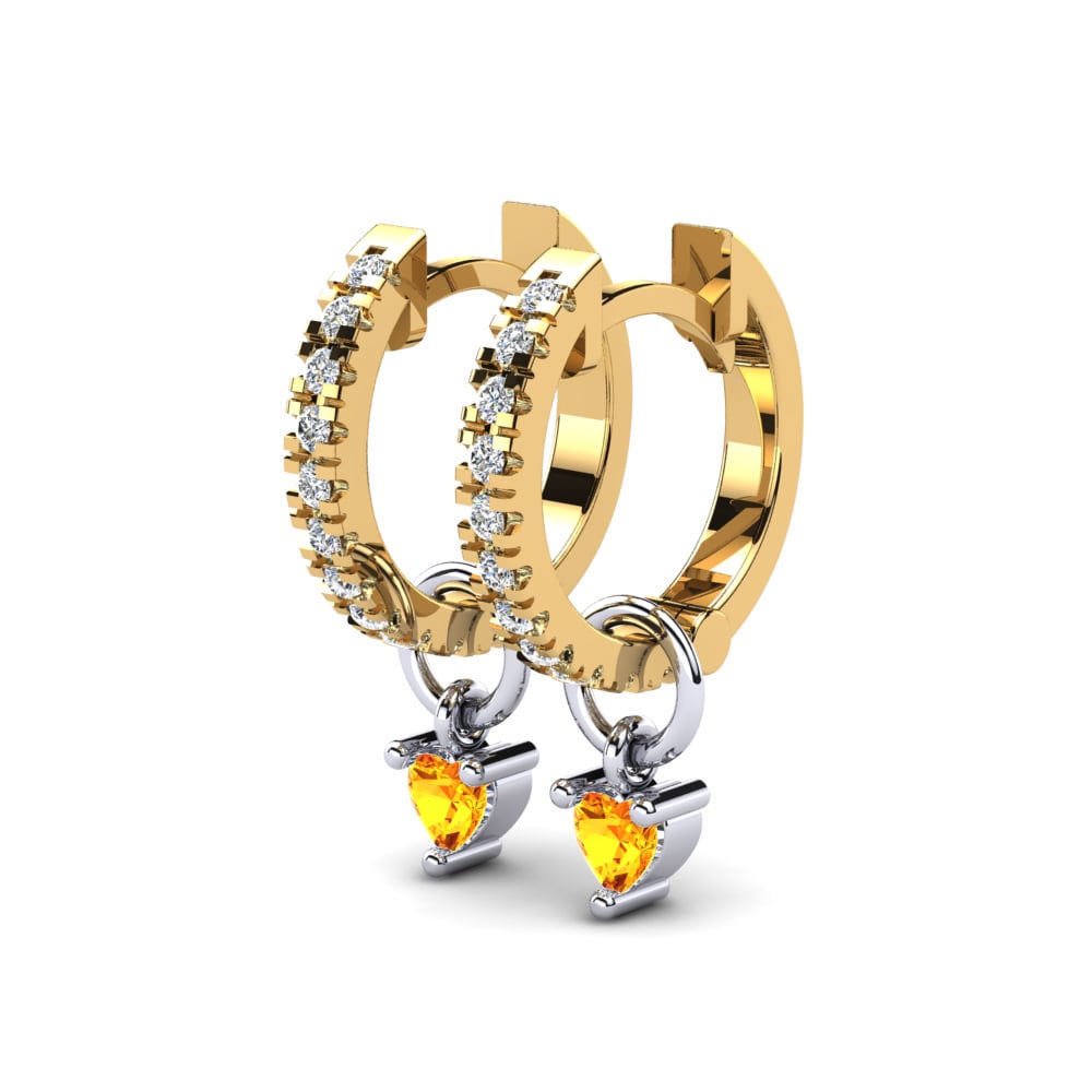 14ct Yellow & White Gold Citrine Women's Earring Fiamma