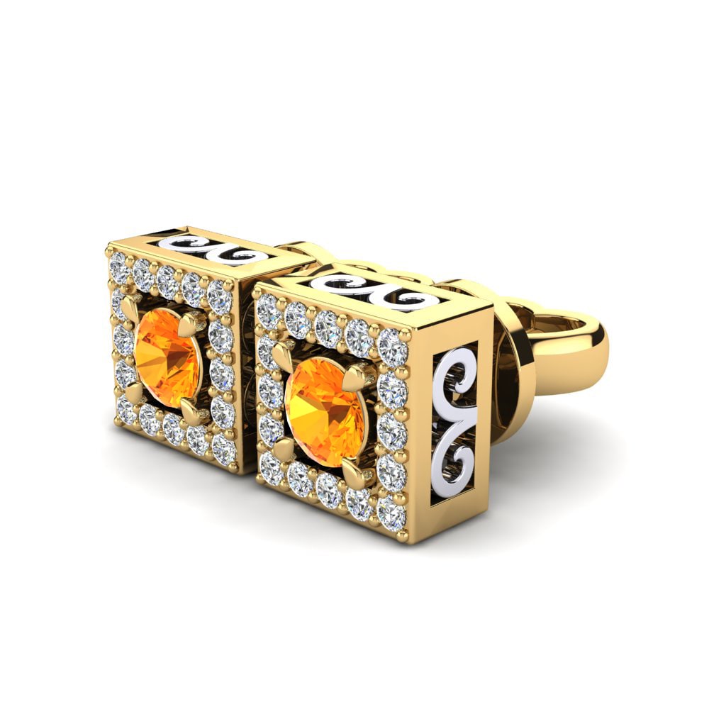 14ct Yellow & White Gold Citrine Women's Earring Ginevra