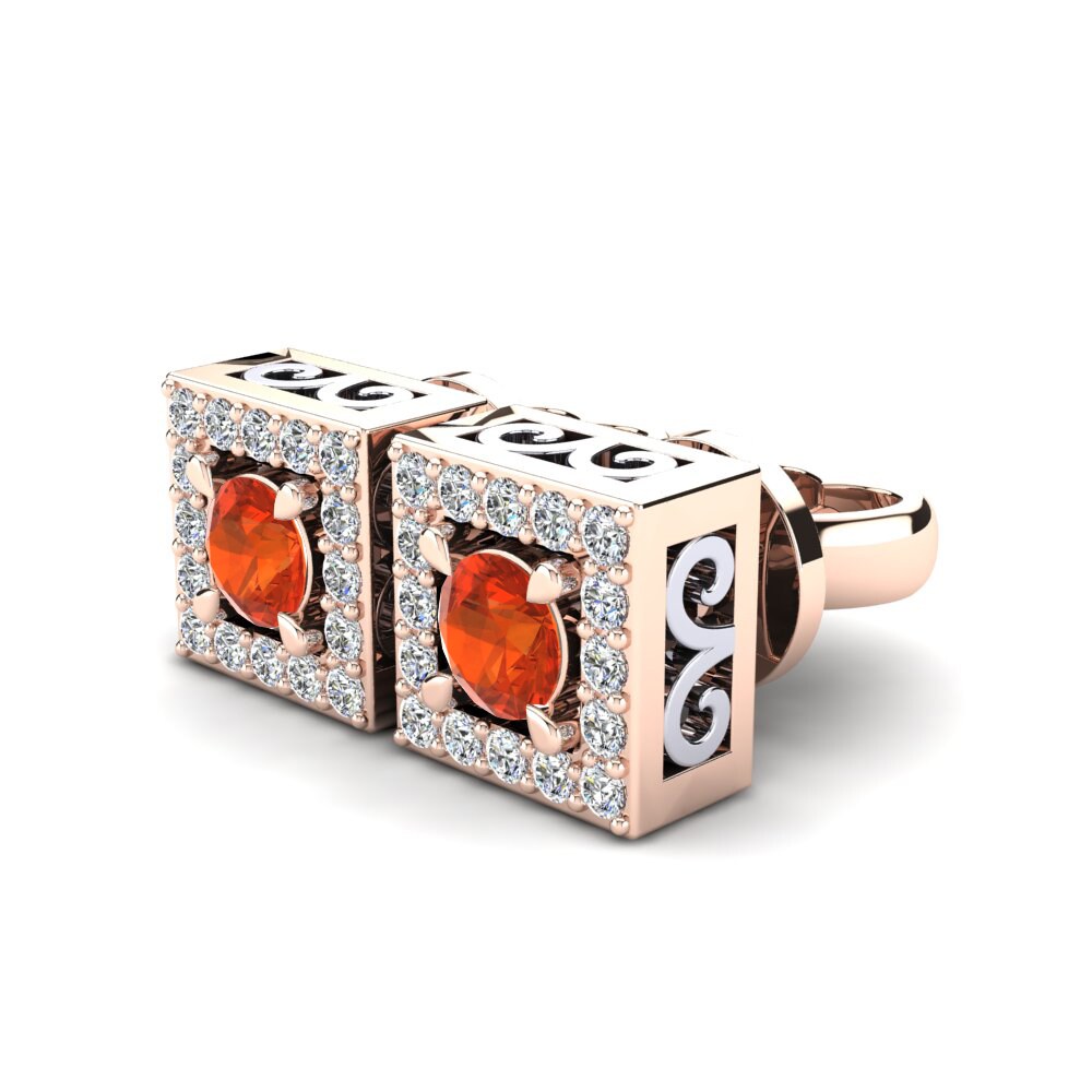 14ct Rose & White Gold Fire Opal Women's Earring Ginevra