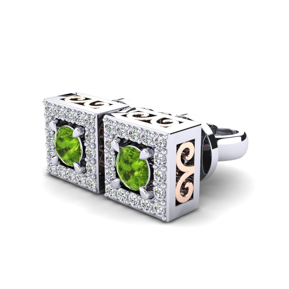 14k Oro Blanco & Rosa Peridoto Pendiente de mujer Ginevra